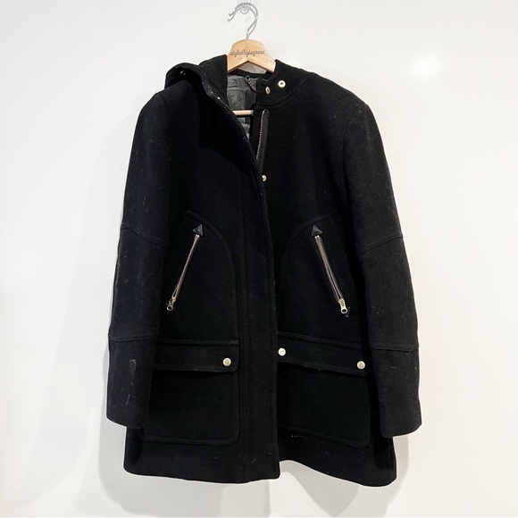 J. Crew Black Chateau Parka Italian Stadium Cloth Wool Jacket - Picture 5 of 16